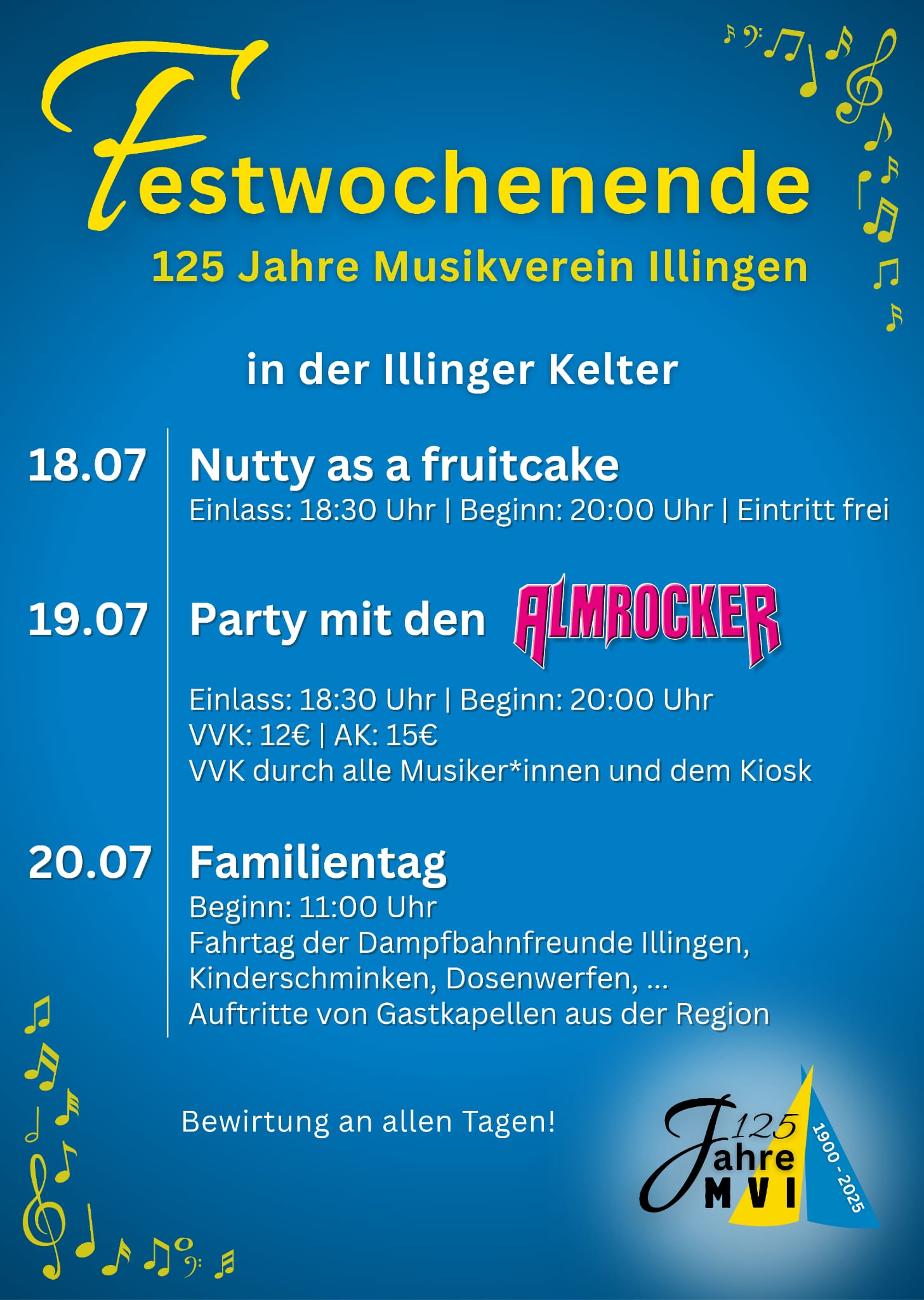Übersicht Festwochenende 2025